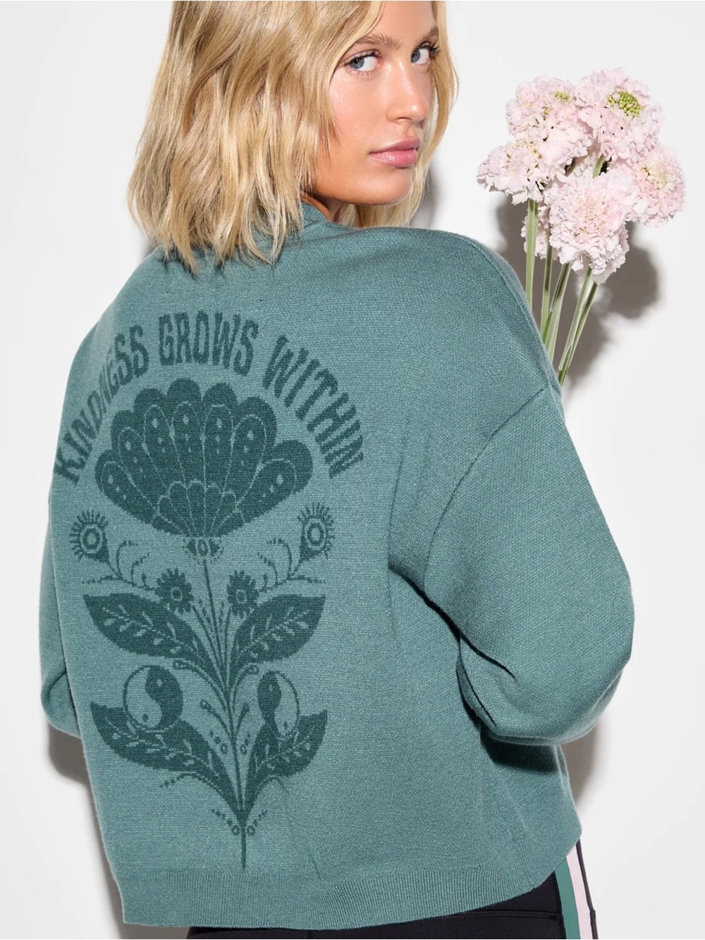 Green Spiritual Gangster Knit Pullover - 'Kindness Grows Within'